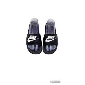 Nike Benassi JDL Slide Sandals Black 343881-011 Slip On Flats Women's US Size 8